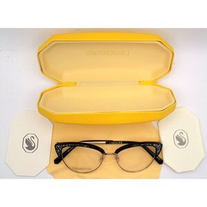 NIB - Swarovski Glitter Pale Gold Frame with case & cloth